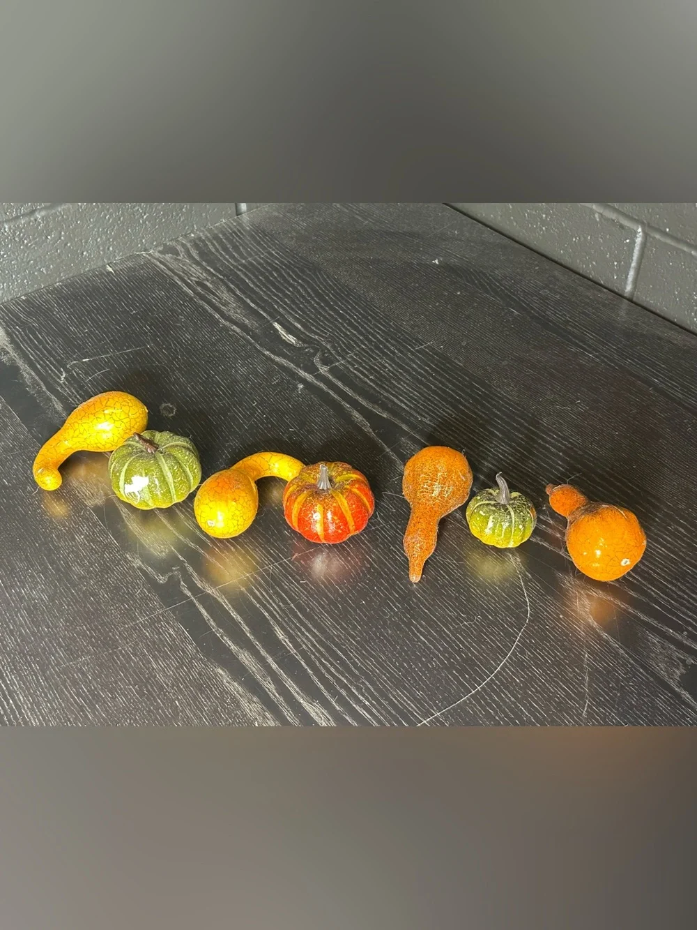 Decorative Mini Pumpkin and Gourd Set - Orange, Yellow, Green - Lot of 7